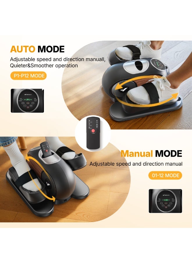 MERACH Under Desk Elliptical Machine, Ellipse Leg Exerciser for Seniors with Remote Control & 12-Speeds, Quiet Portable Electric Seated Pedal Exerciser Machine for Home Office - Image 4