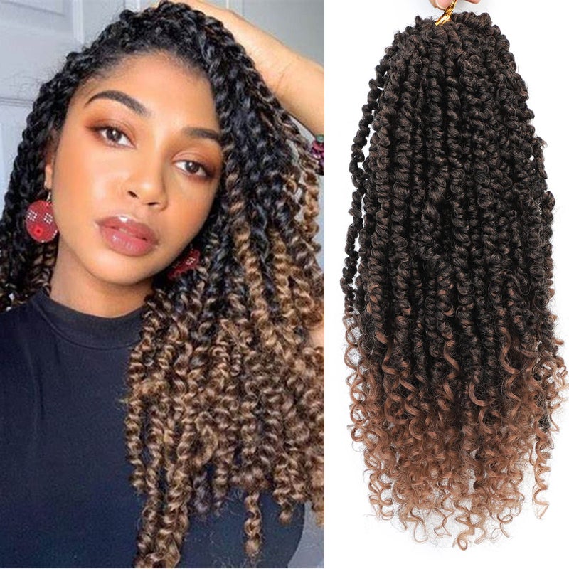 Pretwisted passion twist hair 12 Inch 9 Packs Pretwisted Passion Twist Crochet HairSoft Pre Looped Curly Ombre Brown Crochet Hair For Black WomenShort Crochet Braids12T1B30