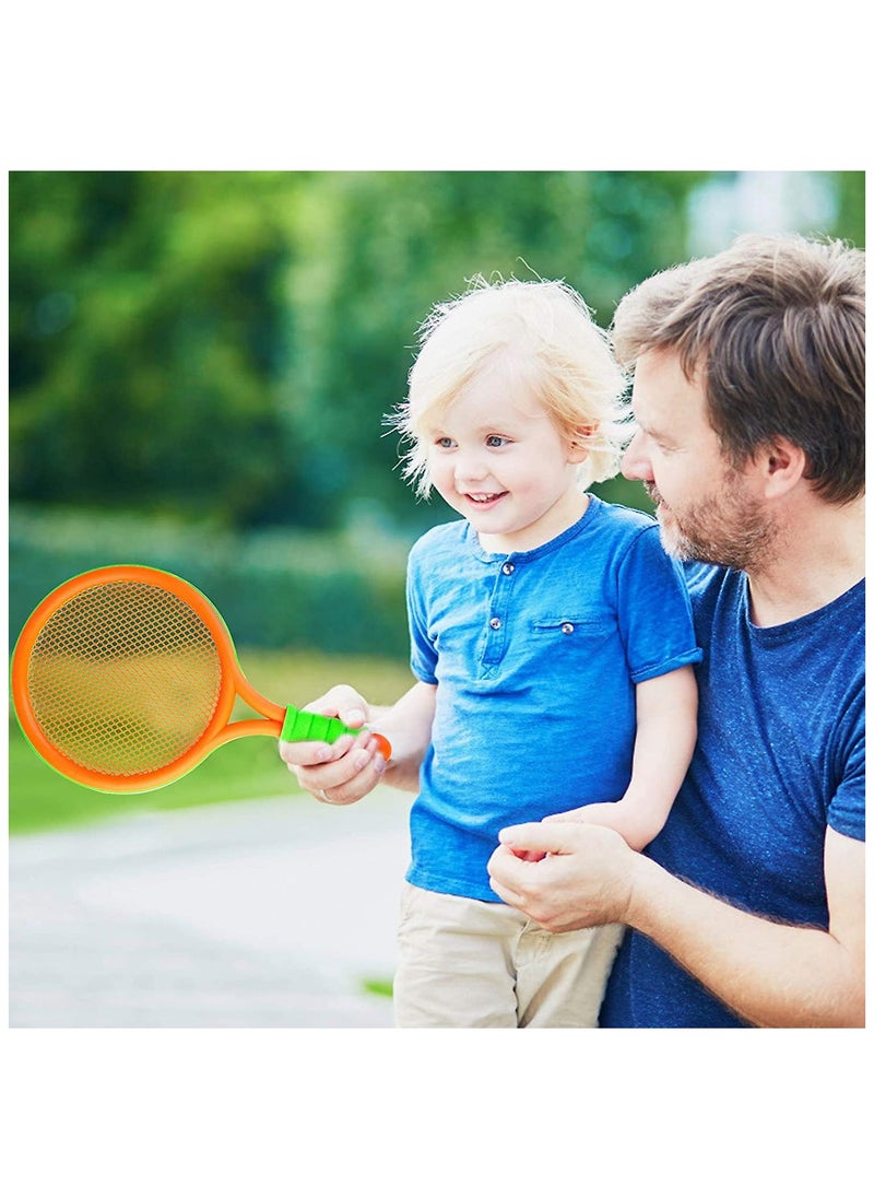 VIO Orange Blast Kids Training Racquet Set Plastic Badminton & Tennis Starter Kit with 2 Racquets Shuttle and Ball for Indoor Outdoor Fun Girls & Boys Beginner Training Exercise for Playground Beach Park  - Image 4