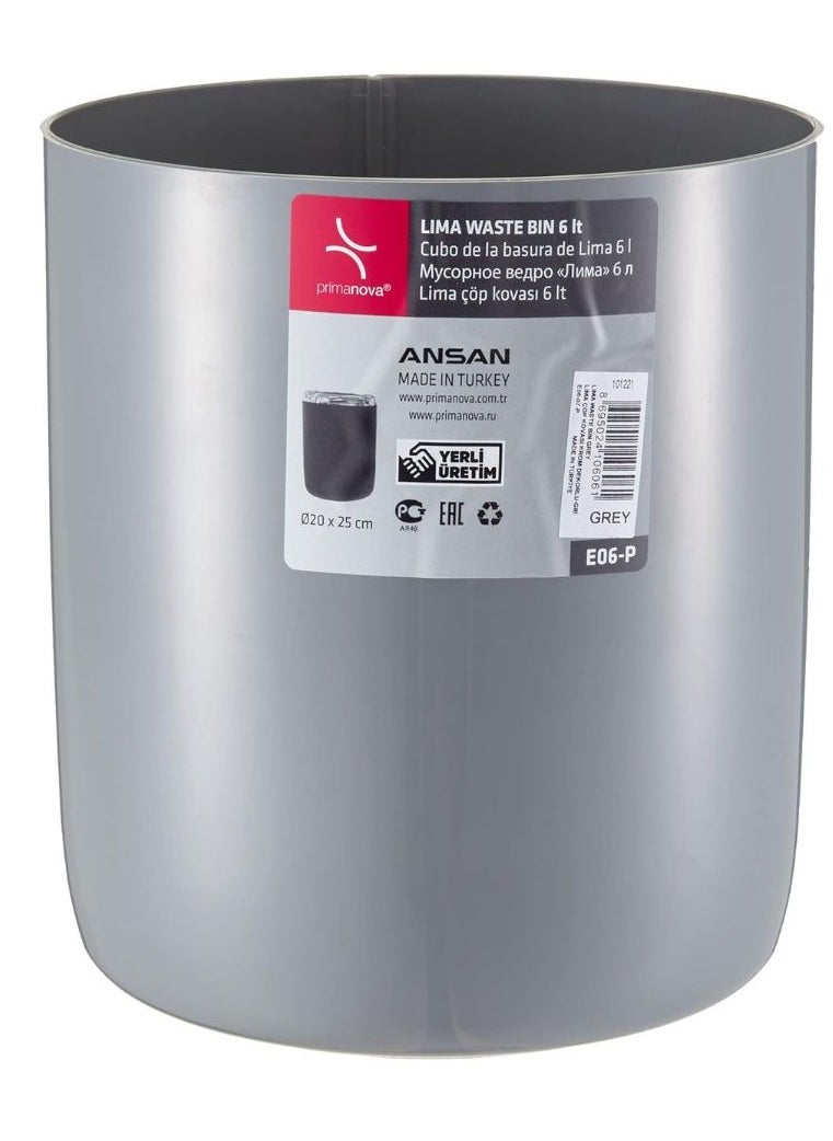 Primanova Basket Trash Can With Swing Lid Waste Bin Garbage Wastebasket Trash Can With Swing Top Lid Waste Bin For In Your Home Under Desk Office Bedroom Bathroom-6 Liter(Grey)  - Image 3