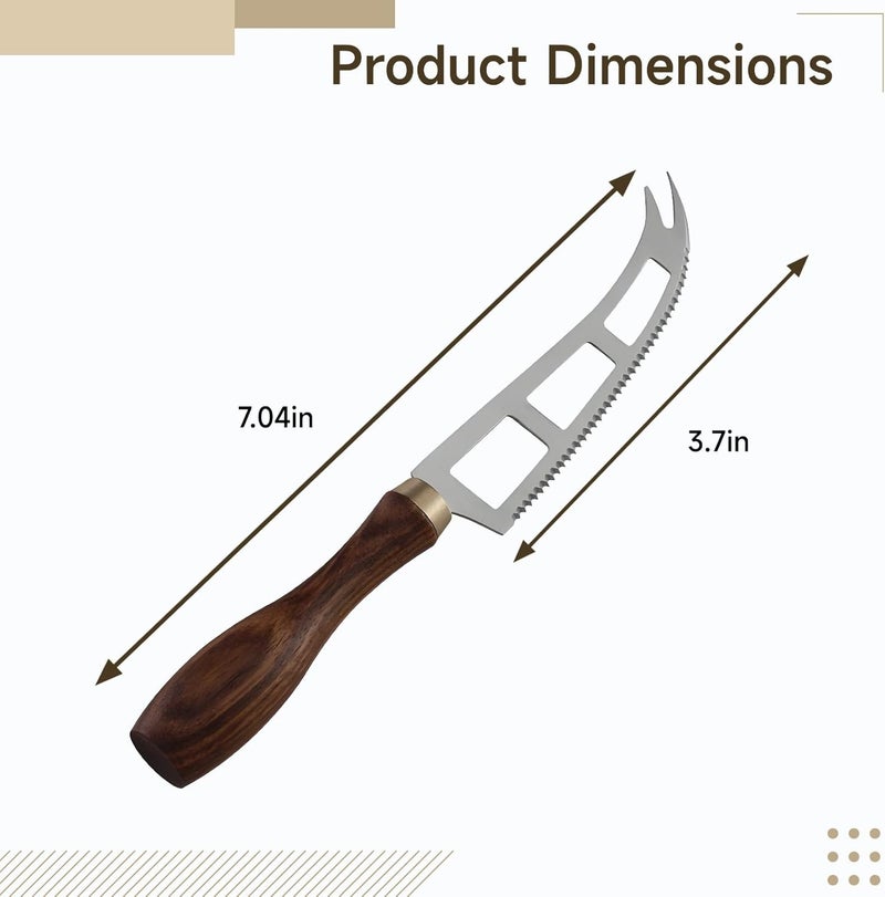 Rosewood Handle Cheese Knife, 420 Stainless Steel, Serrated Blade, Dual-Prong Tip, 7 in / 17.9 Cm for Slicing and Serving Cheese, Kitchen Utensil, Restaurant Ready - Image 5