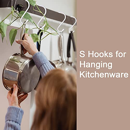 HiGift 6 Inch White S Hooks, Large Vinyl Coated S Hooks Heavy Duty Non Slip Metal Closet Rod Hooks for Hanging Plants Outdoor Lights Jeans Clothes Bags Pot Pan Cups Tools - 4 Pack - Image 4