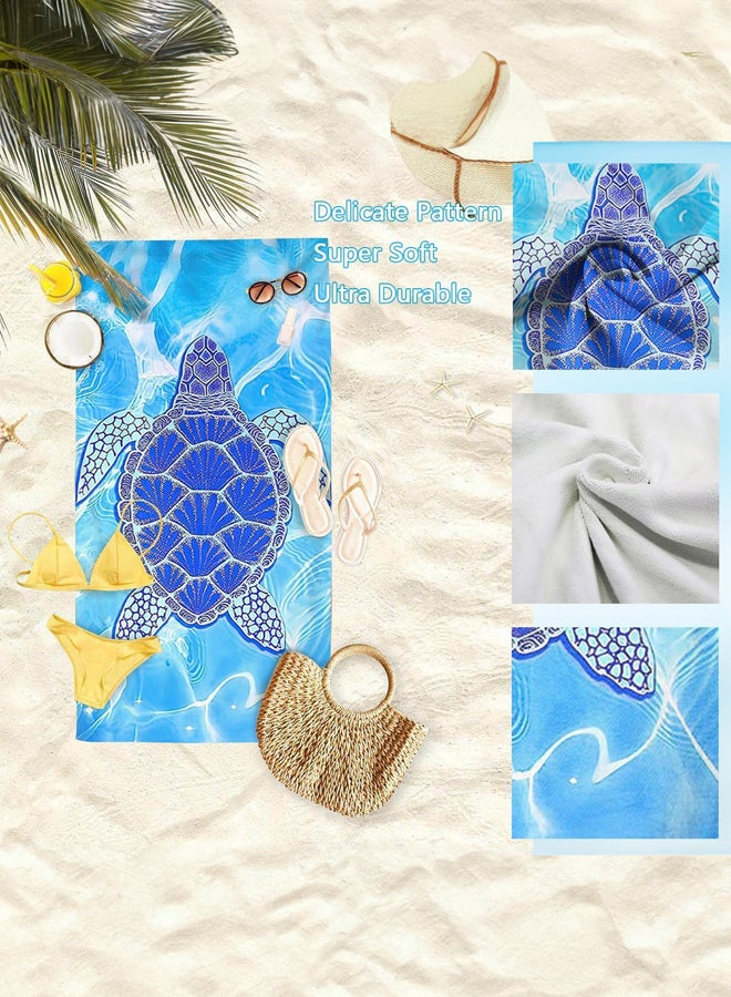شبيلي منشفة شاطئية كبيرة الحجم من الألياف الدقيقة مقاومة للرمل وسريعة الجفاف للسفر، منشفة مسبح خفيفة للغاية بتصميم مدمج يلف بحجم صغير، فائقة الامتصاص بطباعة سلحفاة للبالغين والأطفال - Image 5