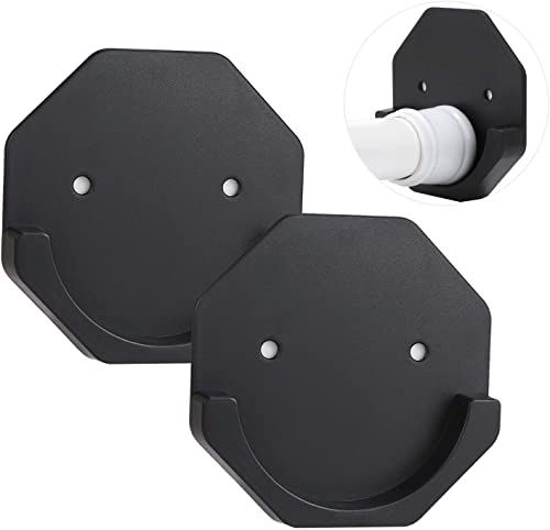 Tagve Shower Curtain Rod Holder 2PCS, Adhesive Shower Rod Wall Mount Holder for Wall/Bathroom, No Drilling/Stick On, Persistent Viscous (Shower Curtain Rod Not Included) (Black) - Image 1
