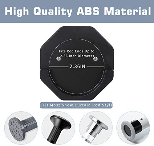 Tagve Shower Curtain Rod Holder 2PCS, Adhesive Shower Rod Wall Mount Holder for Wall/Bathroom, No Drilling/Stick On, Persistent Viscous (Shower Curtain Rod Not Included) (Black) - Image 2