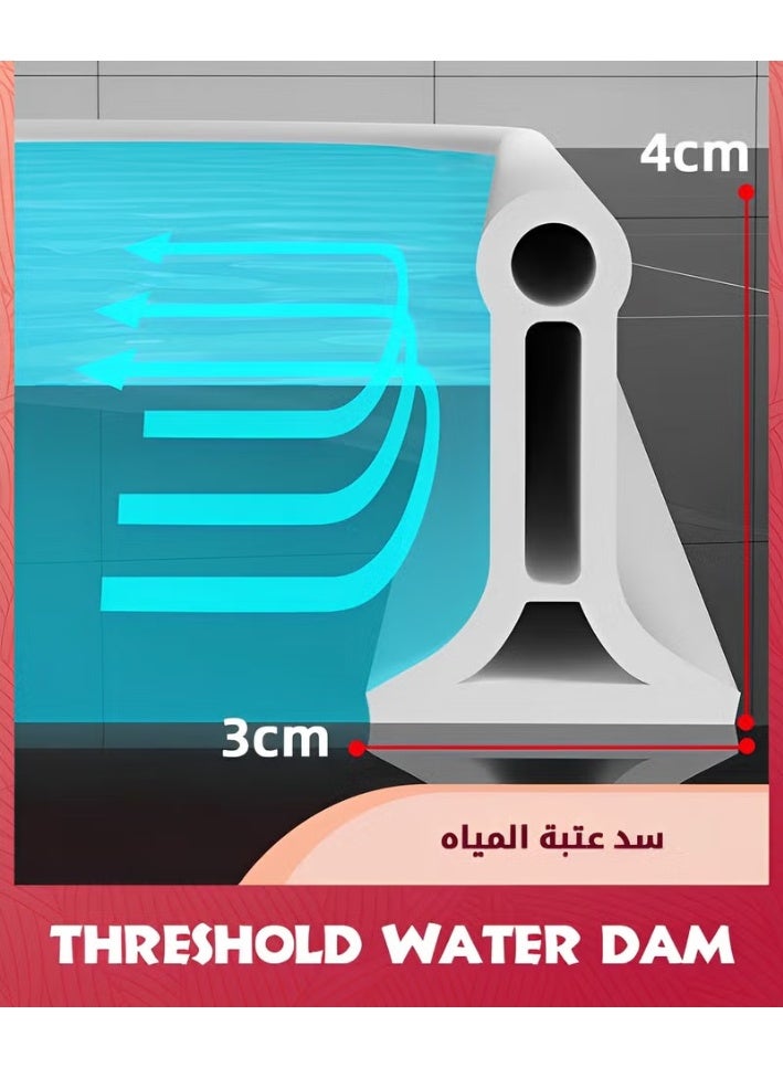 79 بوصة (2 متر) دش عتبة سد المياه,قابل للطي السيليكون دش حاجز المياه سدادة,دش المياه الرش الحرس للفصل الجاف والرطب من سطح الحمام والمطبخ - Image 2