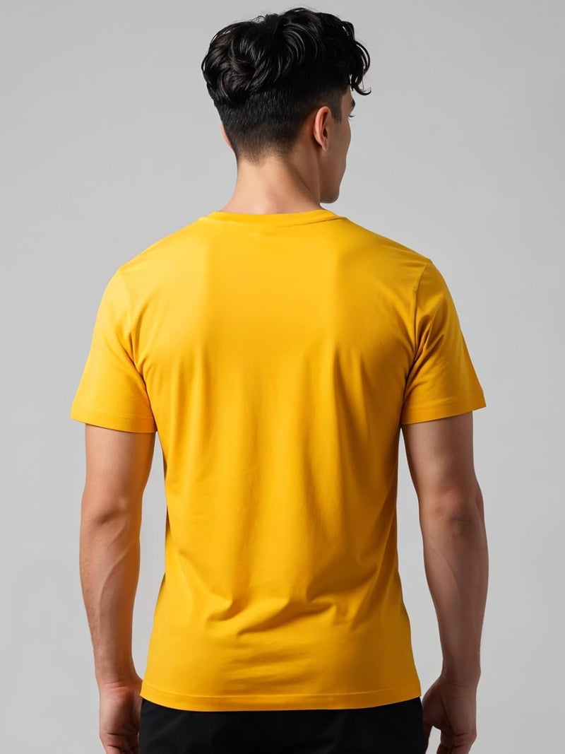 ADRO Men's Regular Fit Mustard T-Shirt with Minimal Text Design - Image 4