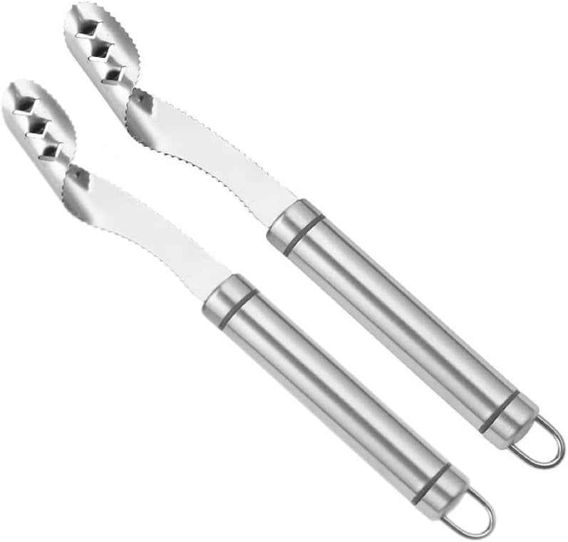 Tnyvm 2Pcs Stainless Steels Pepper Seed Corer Remover, Stainless Steel Jalapeno Tool, Chili Corer Remover with Serrated Slice and Handle Kitchen Tools, Fruit and Vegetable Corers - Image 1