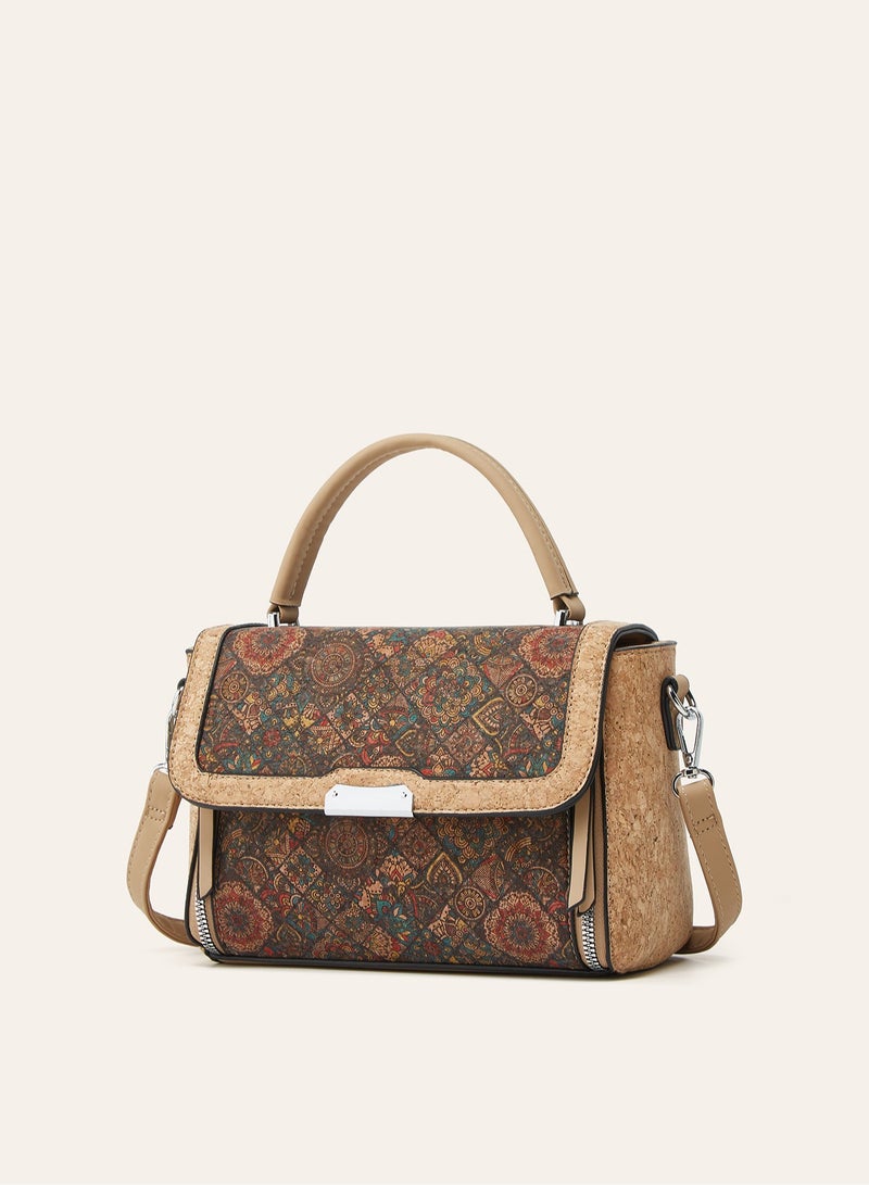 Ladies Printed Square Handbag, Retro National Style Shoulder Crossbody Bag - Image 1
