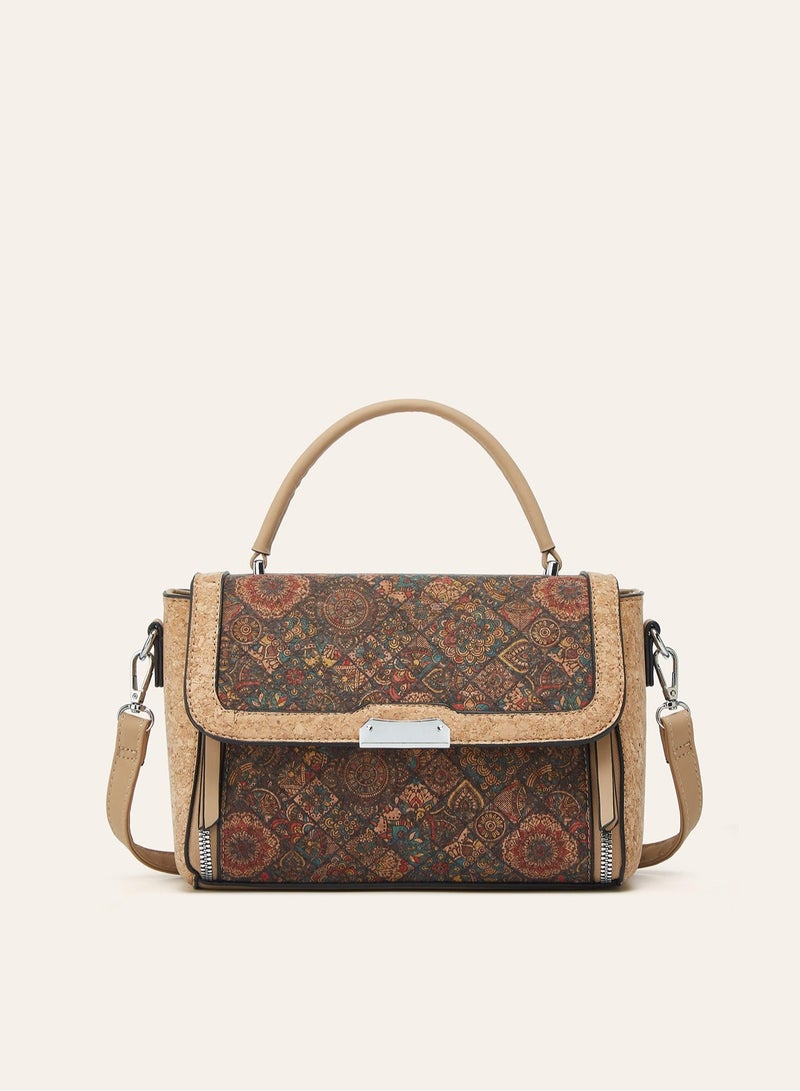 Ladies Printed Square Handbag, Retro National Style Shoulder Crossbody Bag - Image 2