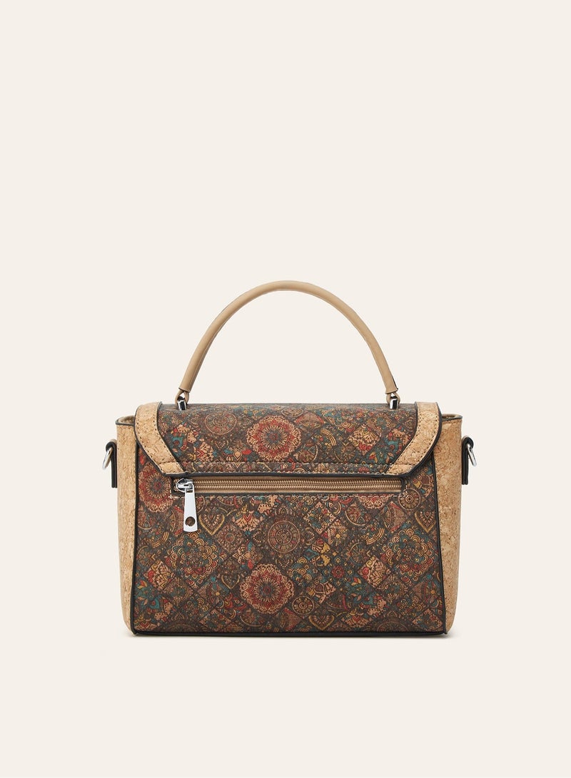 Ladies Printed Square Handbag, Retro National Style Shoulder Crossbody Bag - Image 3