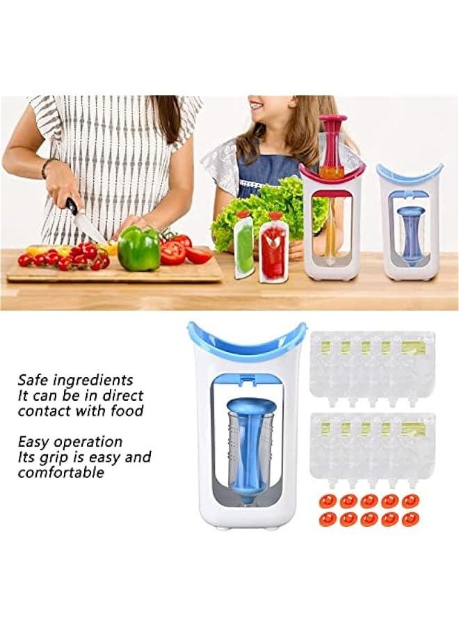 Reusable Baby Food Pouch Filler, BPA Free Pouch Filling Station, for Homemade Organic Solid Food with Babies and Toddlers (Blue)
