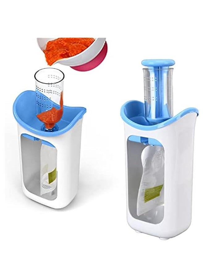 Reusable Baby Food Pouch Filler, BPA Free Pouch Filling Station, for Homemade Organic Solid Food with Babies and Toddlers (Blue)