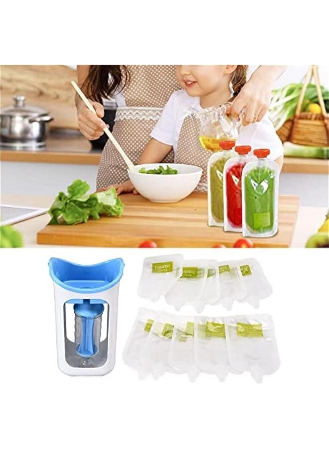 Reusable Baby Food Pouch Filler, BPA Free Pouch Filling Station, for Homemade Organic Solid Food with Babies and Toddlers (Blue)