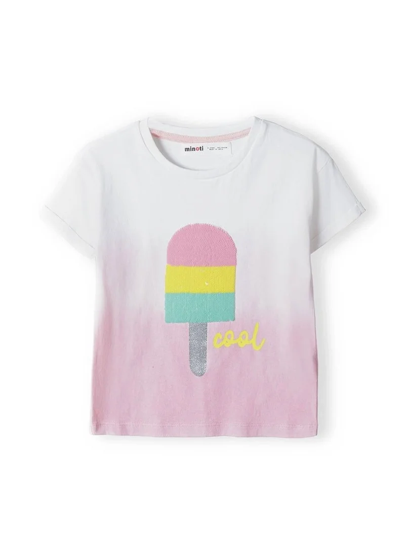 MINOTI Girls dip dye t-shirt with sequins pink