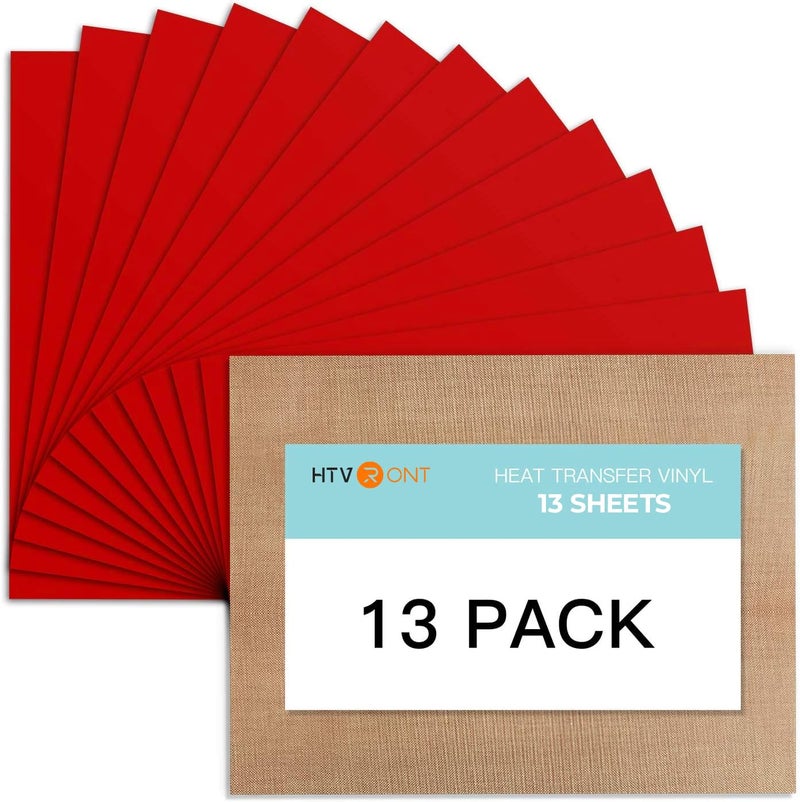 Red HTV Heat Transfer Vinyl Bundle 13 Pack 12 x 10 Red Iron on Vinyl for TShirt Heat Transfer Vinyl Compatible with Cricut Cutting MachineSilhouette Cameo or Heat Press Machine