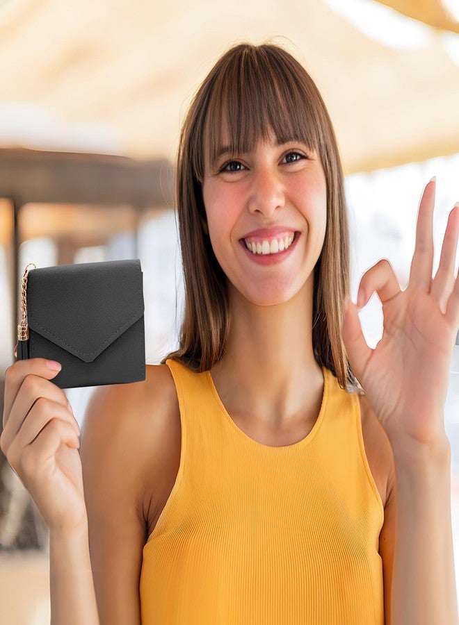 AfitLulu Women’s Wallet, PU Tri-fold Wallet for Women with Heart Pendant and Tassel, 6 Card Slots, 1 ID Window, 1 Cash Compartment, Slim Card Wallet for Girls and Women(Black) - Image 5
