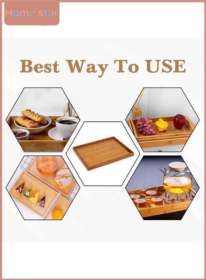 HOMESTAR Wooden Dessert Cutlery Tray - Rectangular Tea Tray for Coffee, Breakfast, Snacks - Eco-Friendly Wooden Serving Platter for Home, Hotel, Office Use - Image 5