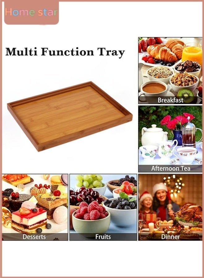 HOMESTAR Wooden Dessert Cutlery Tray - Rectangular Tea Tray for Coffee, Breakfast, Snacks - Eco-Friendly Wooden Serving Platter for Home, Hotel, Office Use - Image 4