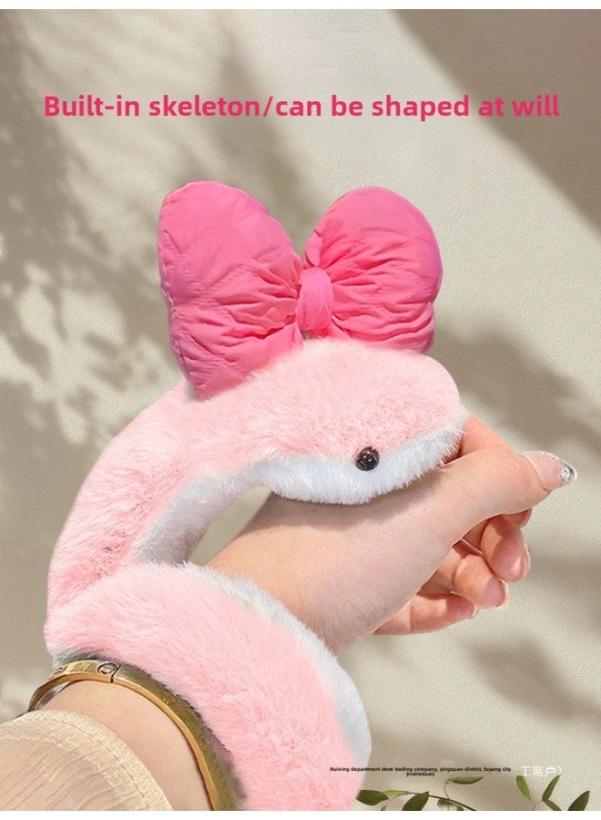 Cyber Celebrous Plush Toy Year's Mascot Snake Doll Winding Cute Bow Beauty Snake Female Doll-Specifications:Standard-Color: Year Auspicious + Bow (one Each) Comes With A Glue Stick - Image 3