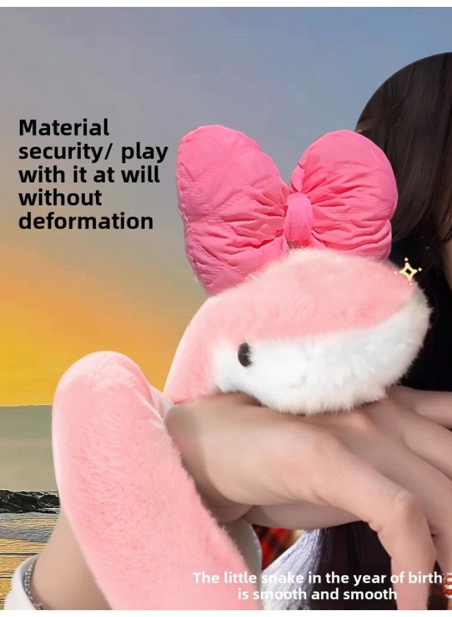 Cyber Celebrous Plush Toy Year's Mascot Snake Doll Winding Cute Bow Beauty Snake Female Doll-Specifications:Standard-Color: Year Auspicious + Bow (one Each) Comes With A Glue Stick - Image 4