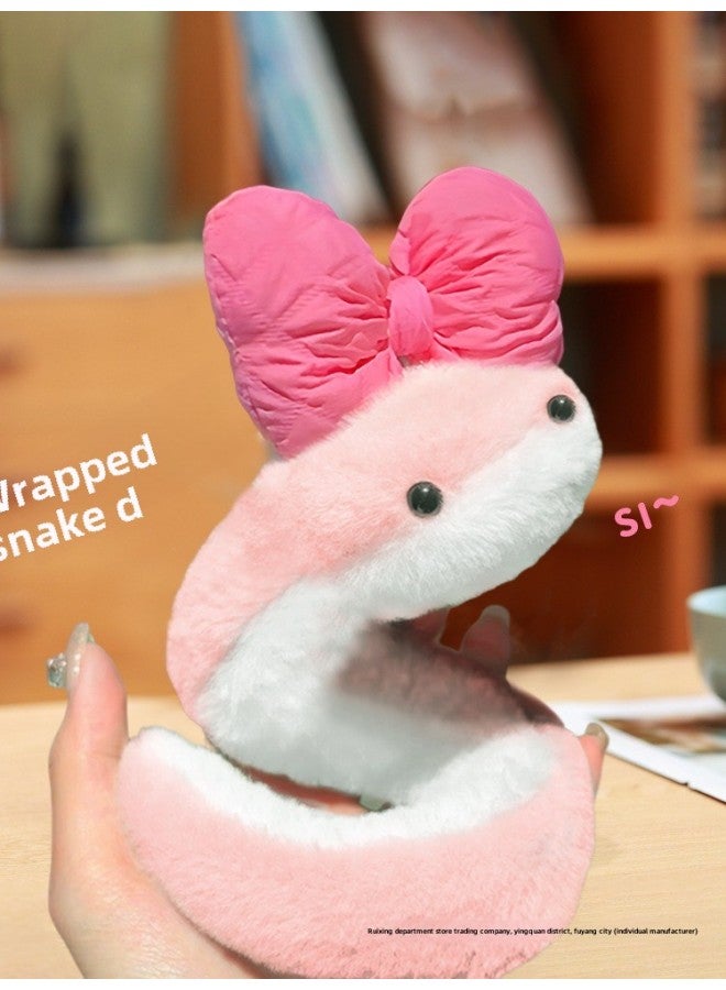 Cyber Celebrous Plush Toy Year's Mascot Snake Doll Winding Cute Bow Beauty Snake Female Doll-Specifications:Standard-Color: Year Auspicious + Bow (one Each) Comes With A Glue Stick - Image 2