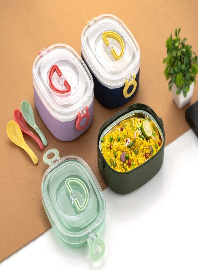 KBS Lunch Box for Kids School Office Reusable Microwave Freezer Safe Food Containers with Spoon for Adults and Kids Stainless Steel Tiffin Box Vacuum Leak Proof - Image 2