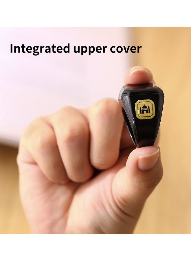 BSTWSH Zikr Ring Arabic Smart Tasbih Ring Muslim Prayer Prayer Timing Reminder Tasbih Counter Smart Ring Wearing a Rosary Bracelet Type-C Charging, Include 2 Compatible Sizes( 20mm/ 22mm Black) - Image 2