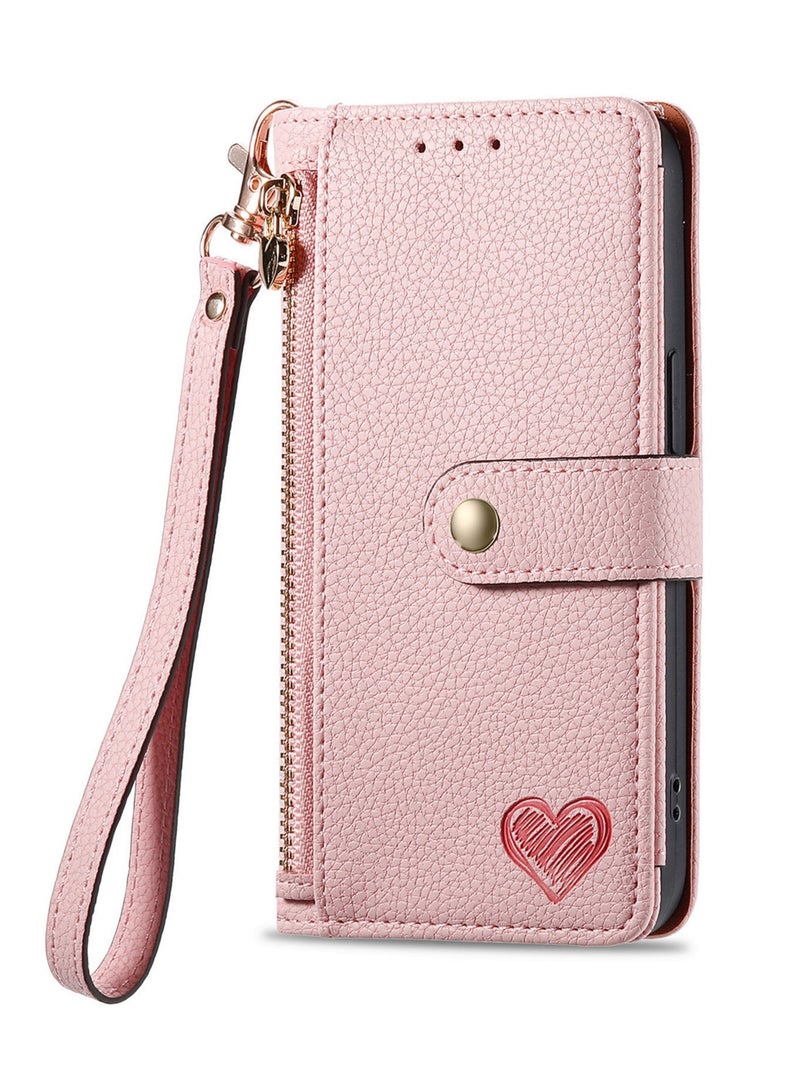 general Wallet Style Phone Case for Honor 400 2025 5G Zipper Pocket Wallet with Shoulder Strap Wrist Strap, PU Leather Stand RFID Flip Card Holder - Image 1