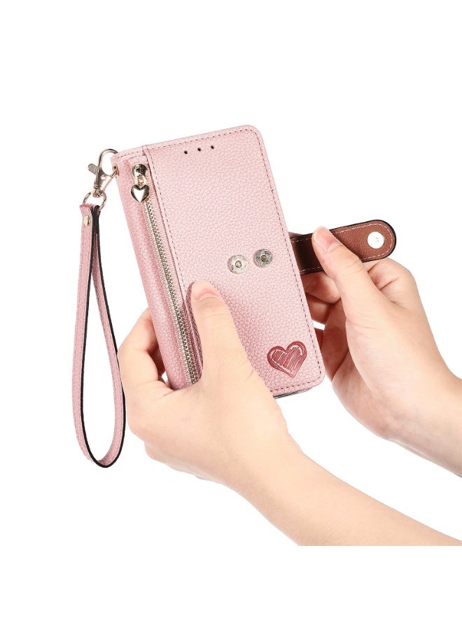 general Wallet Style Phone Case for Honor 400 2025 5G Zipper Pocket Wallet with Shoulder Strap Wrist Strap, PU Leather Stand RFID Flip Card Holder - Image 3