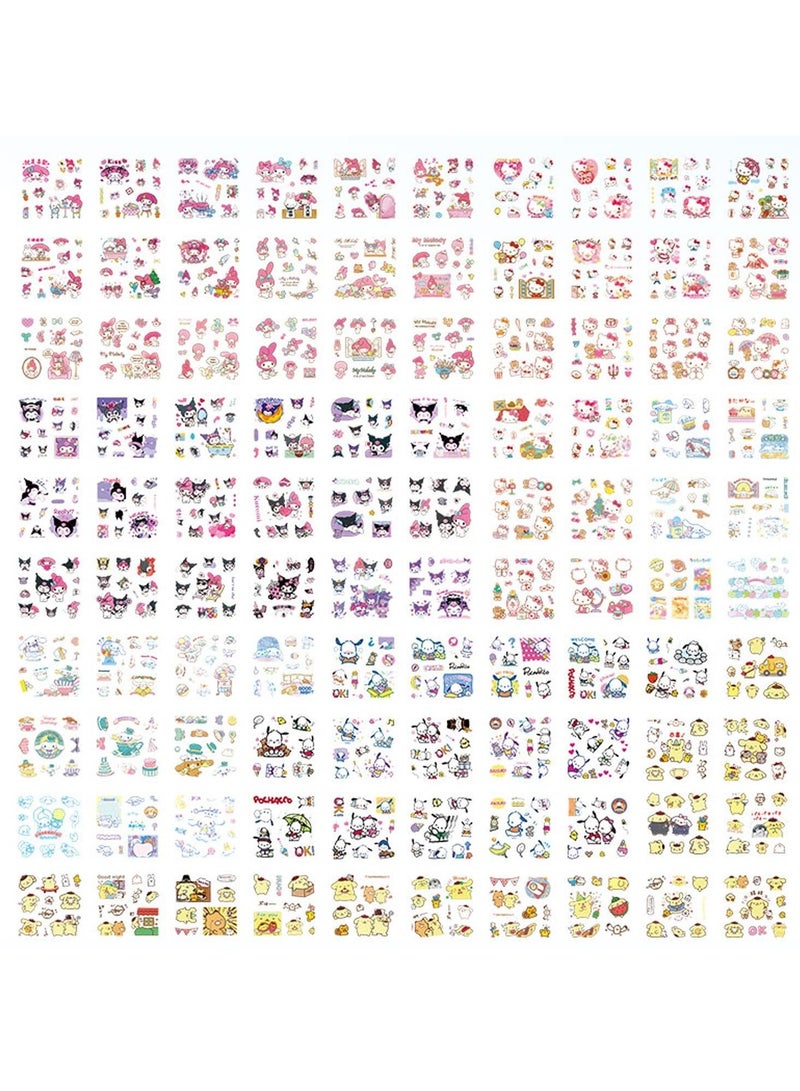 Beauenty Anime Girl Stickers - 100 Sheets Sanrio Stickers Kit, Vinyl Cartoon Aesthetic Decorative Sticker Set, Ideal for Scrapbooking, Journaling, Laptops, and Room Decoration  - Image 3
