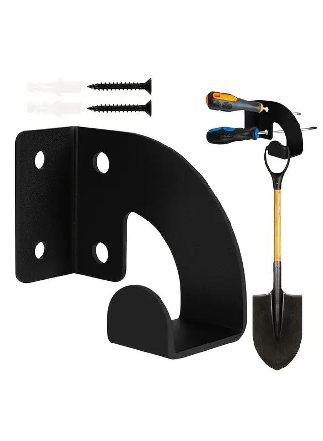 حامل الأدوات المعدني الحديث المثبت على الحائط 2 قطعة رفوف توفير المساحة باللون الأسود لتخزين حديقة المرآب - Image 4