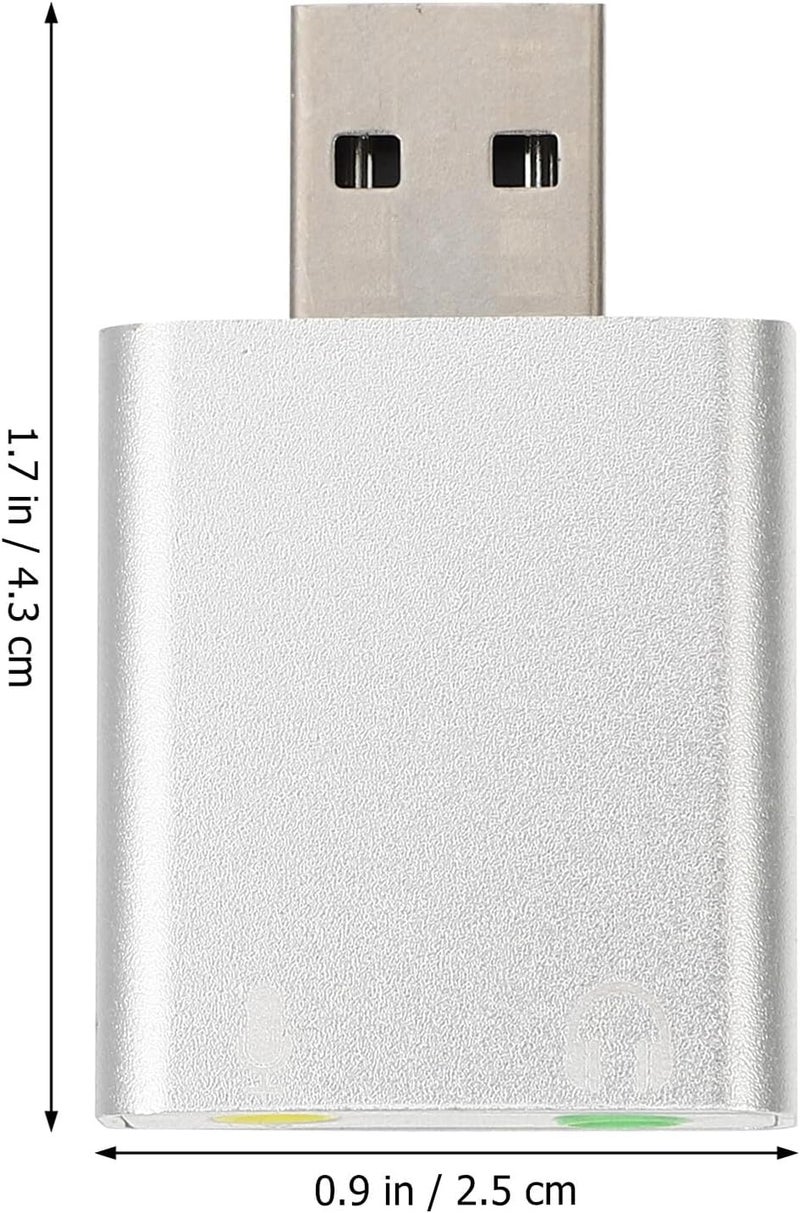 Levemolo USB External Stereo Sound Adapter Aluminum Alloy Compact USB Audio Sound Card with Microphone Headphone Jack for Laptop Gaming and Live Streaming Silver - Image 3