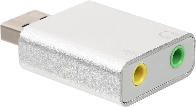 Levemolo USB External Stereo Sound Adapter Aluminum Alloy Compact USB Audio Sound Card with Microphone Headphone Jack for Laptop Gaming and Live Streaming Silver - Image 1