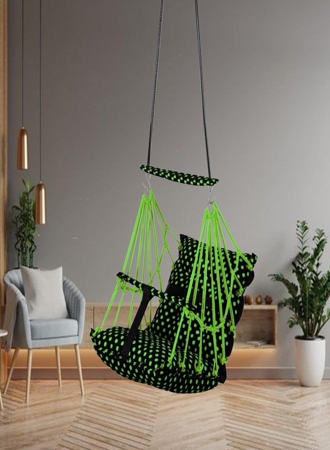 Sprointal® Swing for Kids, Baby Swing Chair Cotton Children Folding and Washable 1-5 Years Swing with Safety Belt,Home and Garden Jhula for Babies |Swing for Kids|Hanging Cradle (Green Dot) - Image 1