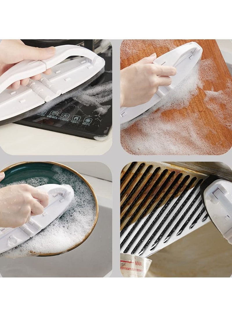 SYOSI 2 Pcs Kitchen Cleaning Sponges, Household Multifunctional Cleaning Brush with Handle, Non-Scratch Microfiber Sponge for Range Hood, Sink, Gas Stove, Countertop, Bathtub, Window - Image 3