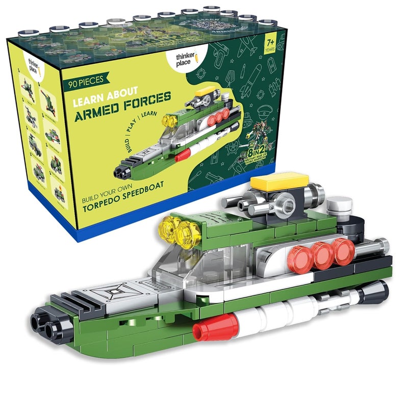 ThinkerPlace 8 in 2 Armored Corps - Torpedo Speedboat Educational Toy for Kids 7+ - Image 1