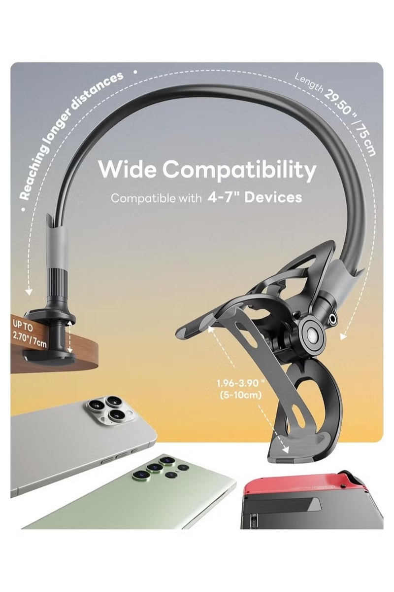 سايجي حامل هاتف سايجي ذو عنق مرن، حامل هاتف مرن طويل الذراع للمكتب، حامل بمشبك، حامل آيفون، حامل هاتف محمول، كاميرا مستندات، نينتندو سويتش (أسود) - Image 2