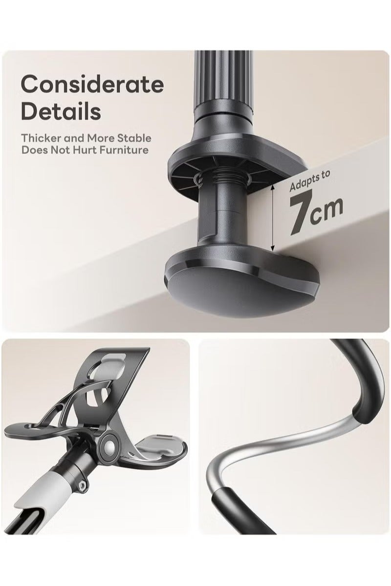 سايجي حامل هاتف سايجي ذو عنق مرن، حامل هاتف مرن طويل الذراع للمكتب، حامل بمشبك، حامل آيفون، حامل هاتف محمول، كاميرا مستندات، نينتندو سويتش (أسود) - Image 4