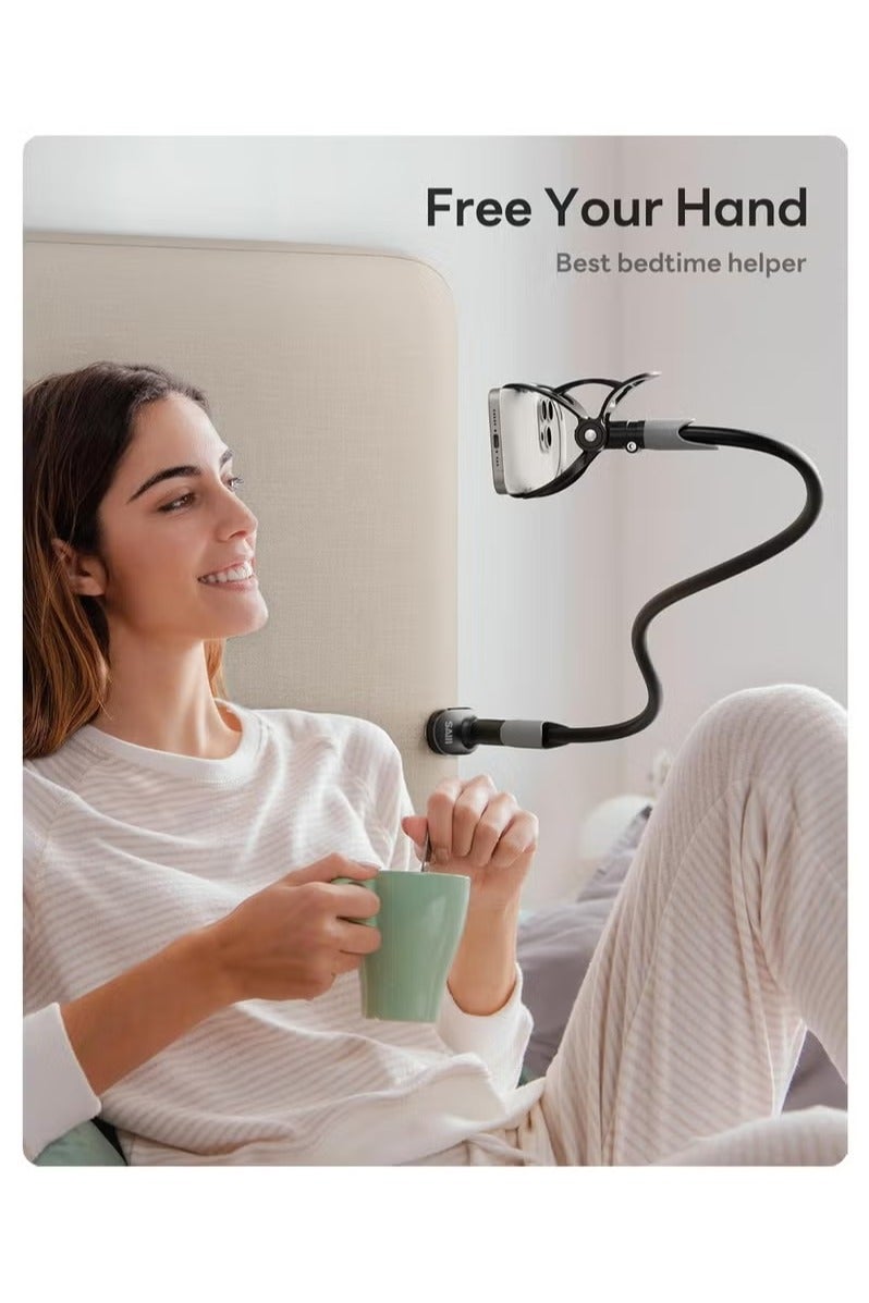 سايجي حامل هاتف سايجي ذو عنق مرن، حامل هاتف مرن طويل الذراع للمكتب، حامل بمشبك، حامل آيفون، حامل هاتف محمول، كاميرا مستندات، نينتندو سويتش (أسود) - Image 5