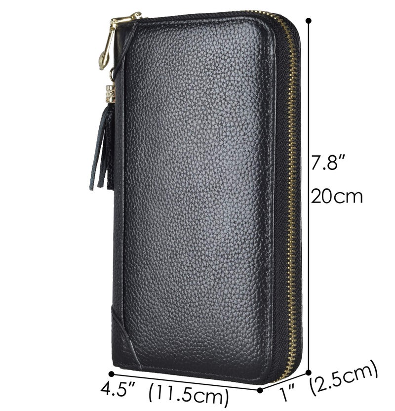 Easyoulife Credit Card Holder Wallet Womens Zipper Leather Case Purse RFID Blocking (Black) - Image 5