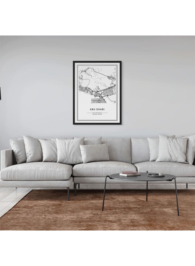 Art Decor Framed Fine Art Portrait Print of Abu Dhabi City Map Wall Art Minimalist Black and White Modern Urban Poster UAE Travel Gift Wall Décor for Home Living Room Office and Gifting - Image 3
