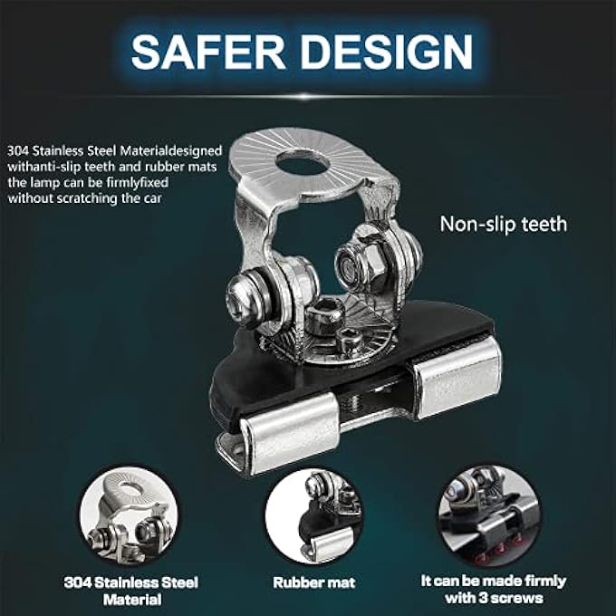 idCarAuto Led Light Bar Mounting Brackets 2Pcs Universal Adjustable Piller Hood Led Work Light Mount Bracket Clamp Holder Bar Pods 304 Stainless Steel For JEep Truck Suv Off Road Installing Without Drilling - Image 3