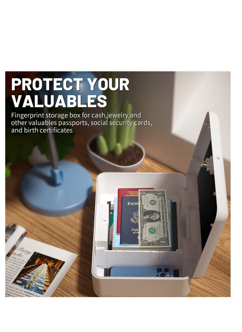 Excefore - Biometric Fingerprint Storage Box, Portable Cash Jewelry Security Case Lock Box Safe, Box Safe for Car, Home, Office and Travel - Image 1