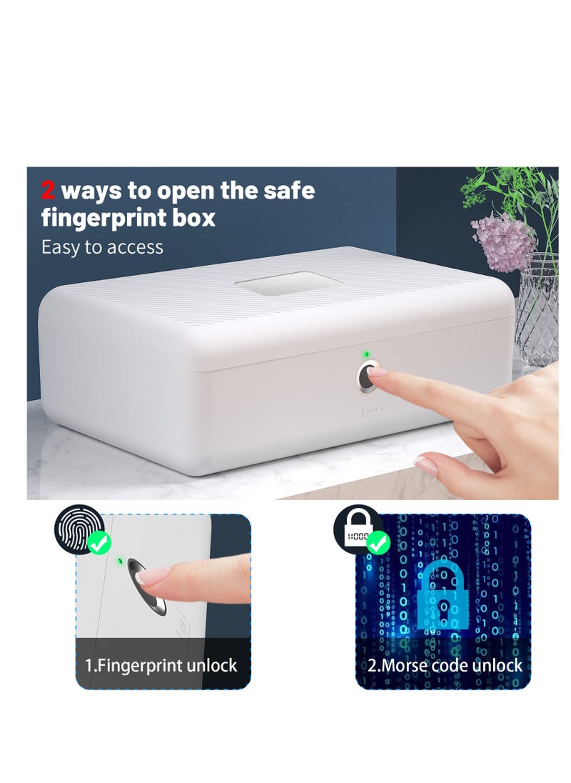 Excefore - Biometric Fingerprint Storage Box, Portable Cash Jewelry Security Case Lock Box Safe, Box Safe for Car, Home, Office and Travel - Image 1