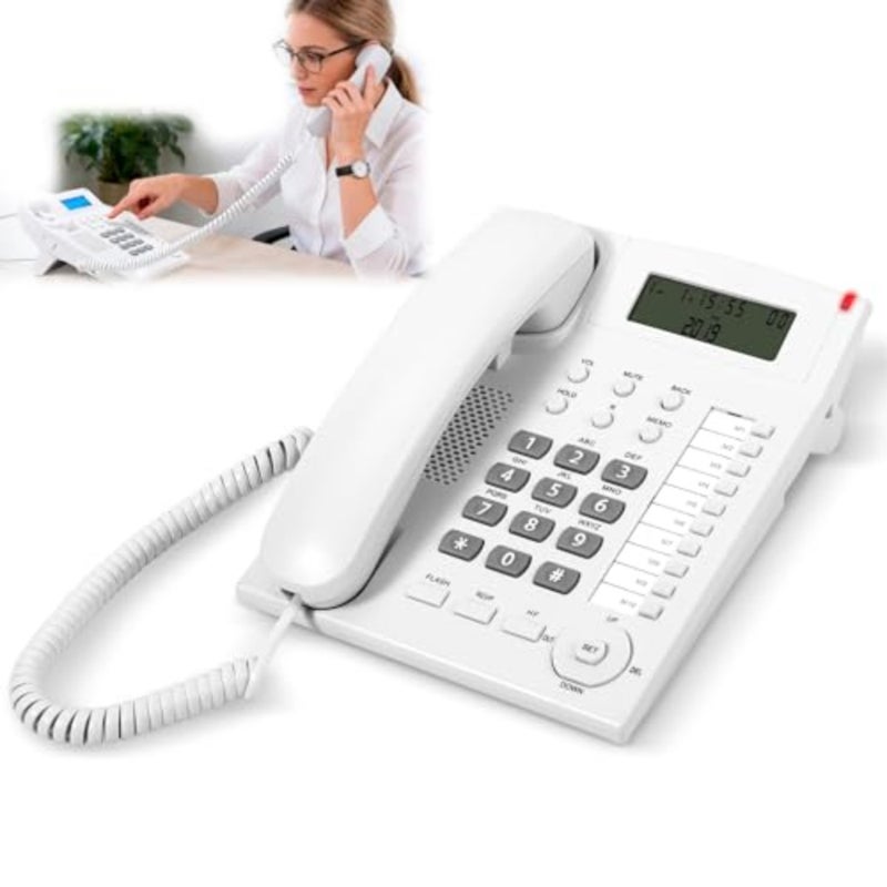 Corded Landline Phone with Caller ID, 10 Speed Dial Buttons, Speakerphone, Mute, Redial, Desk/Wall Mount, Adjustable Ringer Volume, Large Backlit Display, Home and Office Use - Image 1