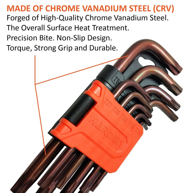 Harden 9Pcs Medium Torx Key Wrench Stron Grip Durable Easy to Carry Plastic Clip for Storing 540601 - Image 2
