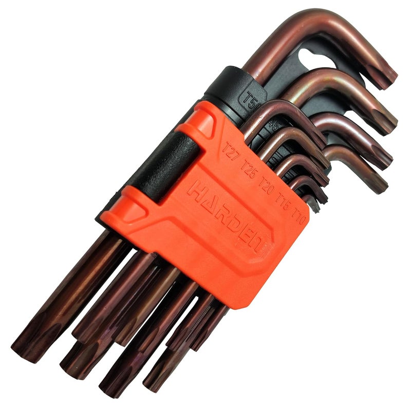 Harden 9Pcs Medium Torx Key Wrench Stron Grip Durable Easy to Carry Plastic Clip for Storing 540601 - Image 1