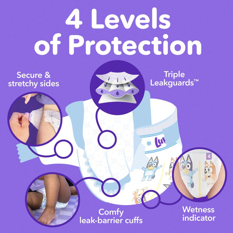 Luvs Size 4 Baby Diapers, Platinum Protection Bluey Diapers for Day & Night, Size 4, 144 Count (Packaging May Vary) - Image 2