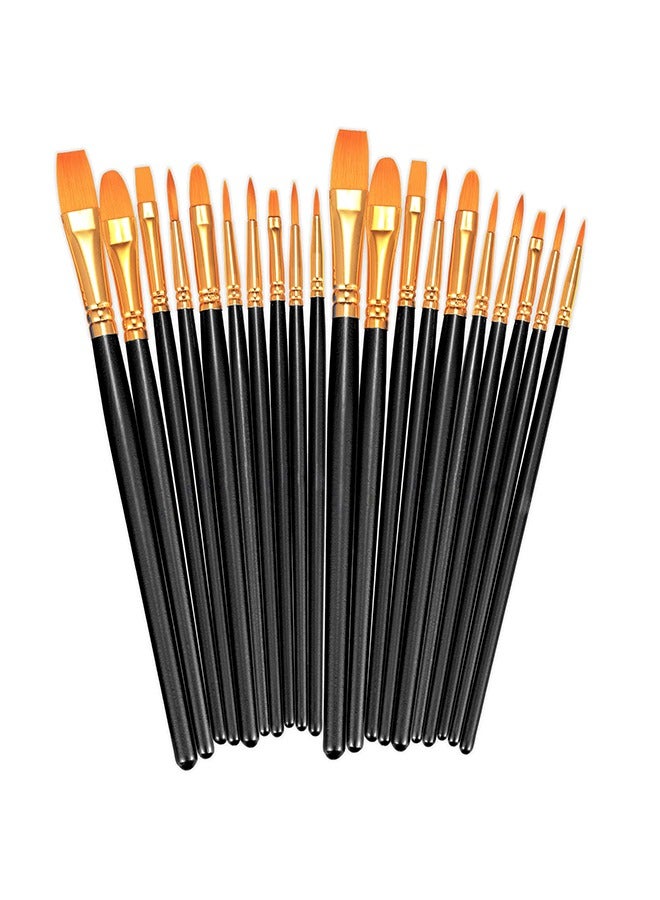 2 Pack 20 Pcs Round Pointed Tip Paintbrushes Nylon Hair Artist Acrylic Paint Brushes for Acrylic Oil Watercolor, Face Nail Art, Miniature Detailing & Rock Painting, Black  - Image 1